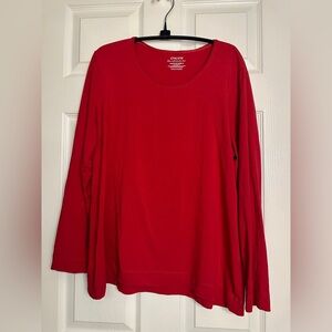 Chico's Red Scoop Neck Long-Sleeve Top